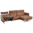 ECKSOFA in Echtleder Haselnussfarben  - Schwarz/Haselnussfarben, Design, Leder/Metall (300/157cm) - Dieter Knoll