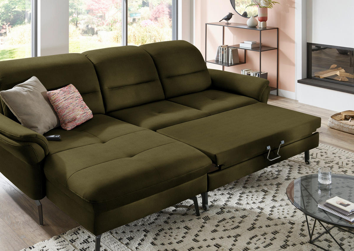 ECKSOFA in Flachgewebe Grün  - Schwarz/Grün, Konventionell, Textil/Metall (181/260cm) - Beldomo Speed