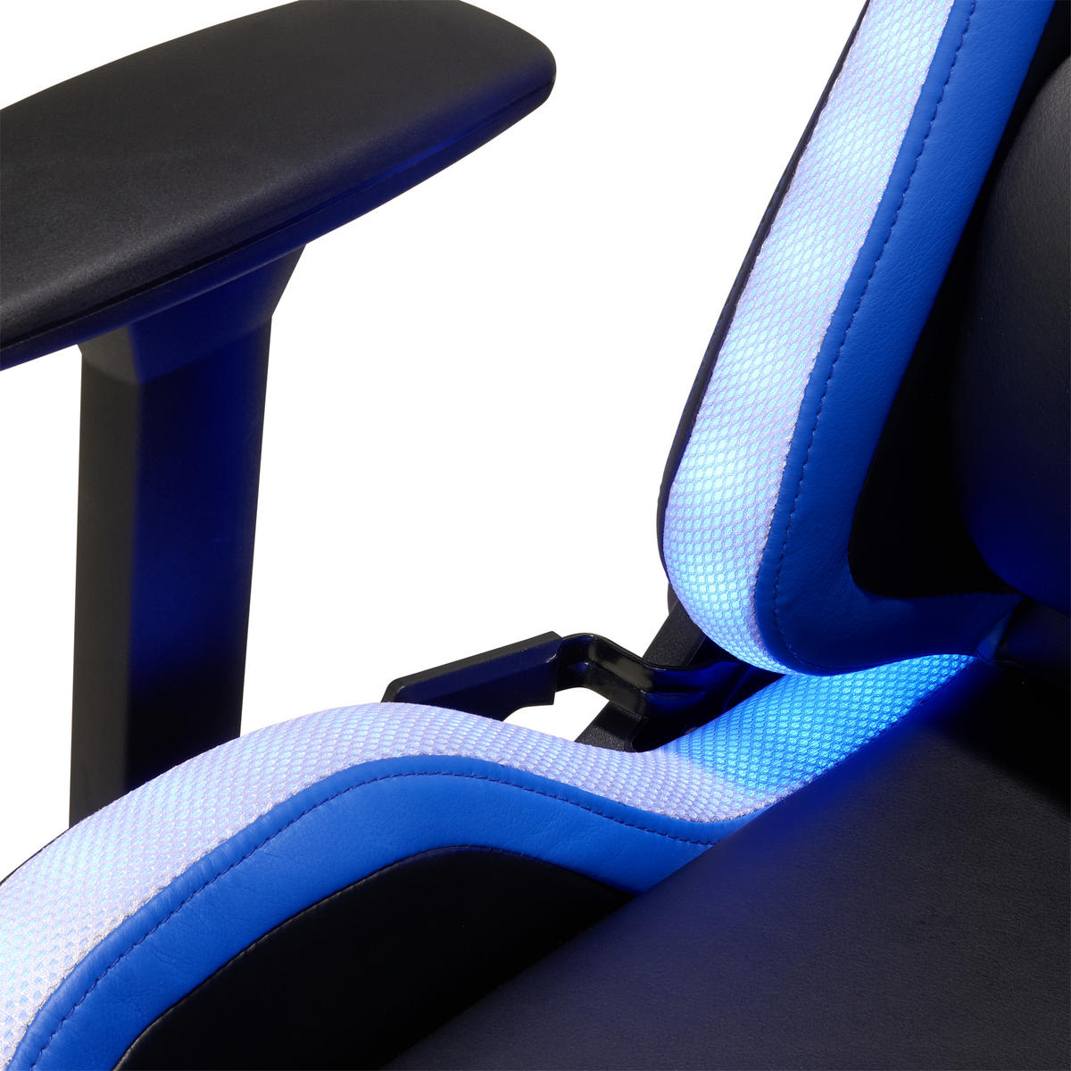 GAMING STOL kovina, umetna masa, tekstil modra, črna, bela  - modra/črna, Design, kovina/umetna masa (68/124-134/60cm) - Novel