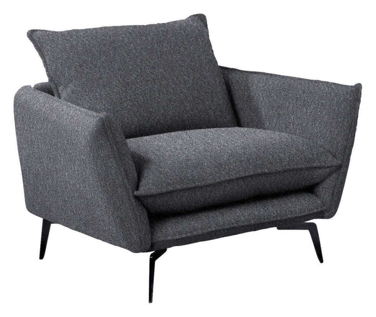 SESSEL in Webstoff Grau  - Schwarz/Grau, Design, Textil/Metall (96/84/90cm) - Hom`in