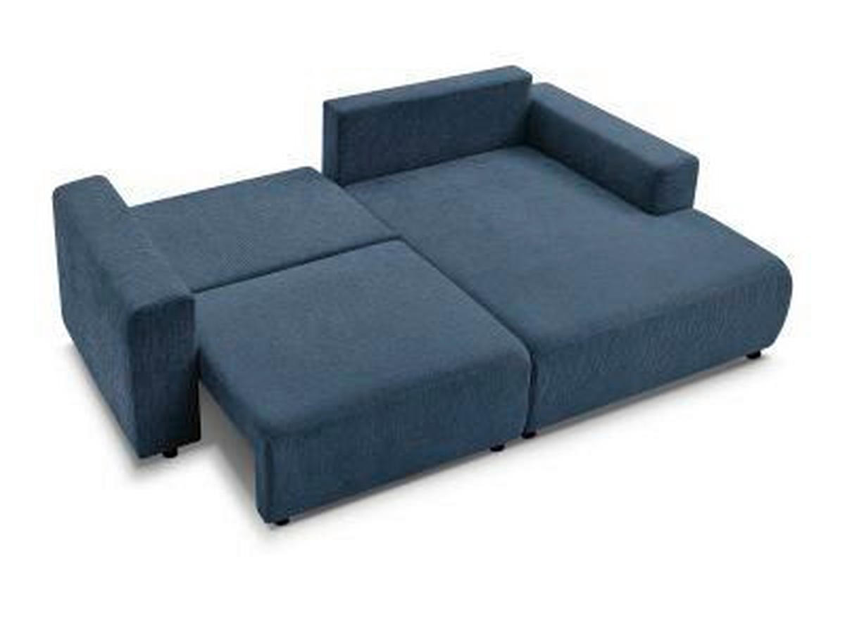ECKSOFA Ottomane rechts  ATILLA Dunkelblau Struktur  - Schwarz/Dunkelblau, MODERN, Kunststoff/Textil (244/149cm)