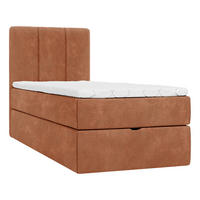 BOXBETT 70/200 cm,  in Rotbraun, Matratze, gepolstertes Kopfteil, Bettkasten, Topper, H3 = fest  - Rotbraun/Schwarz, Design, Holzwerkstoff/Kunststoff (70/200cm) - Esposa