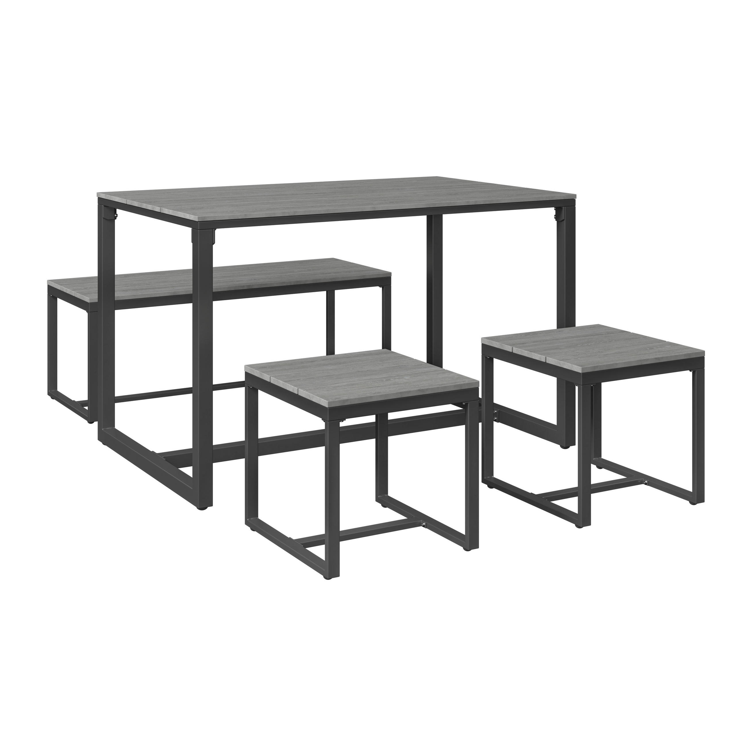 KERTI BÚTORSZETT 4 részes  - sötétszürke/szürke, Modern, műanyag/fém - Ambia Garden
