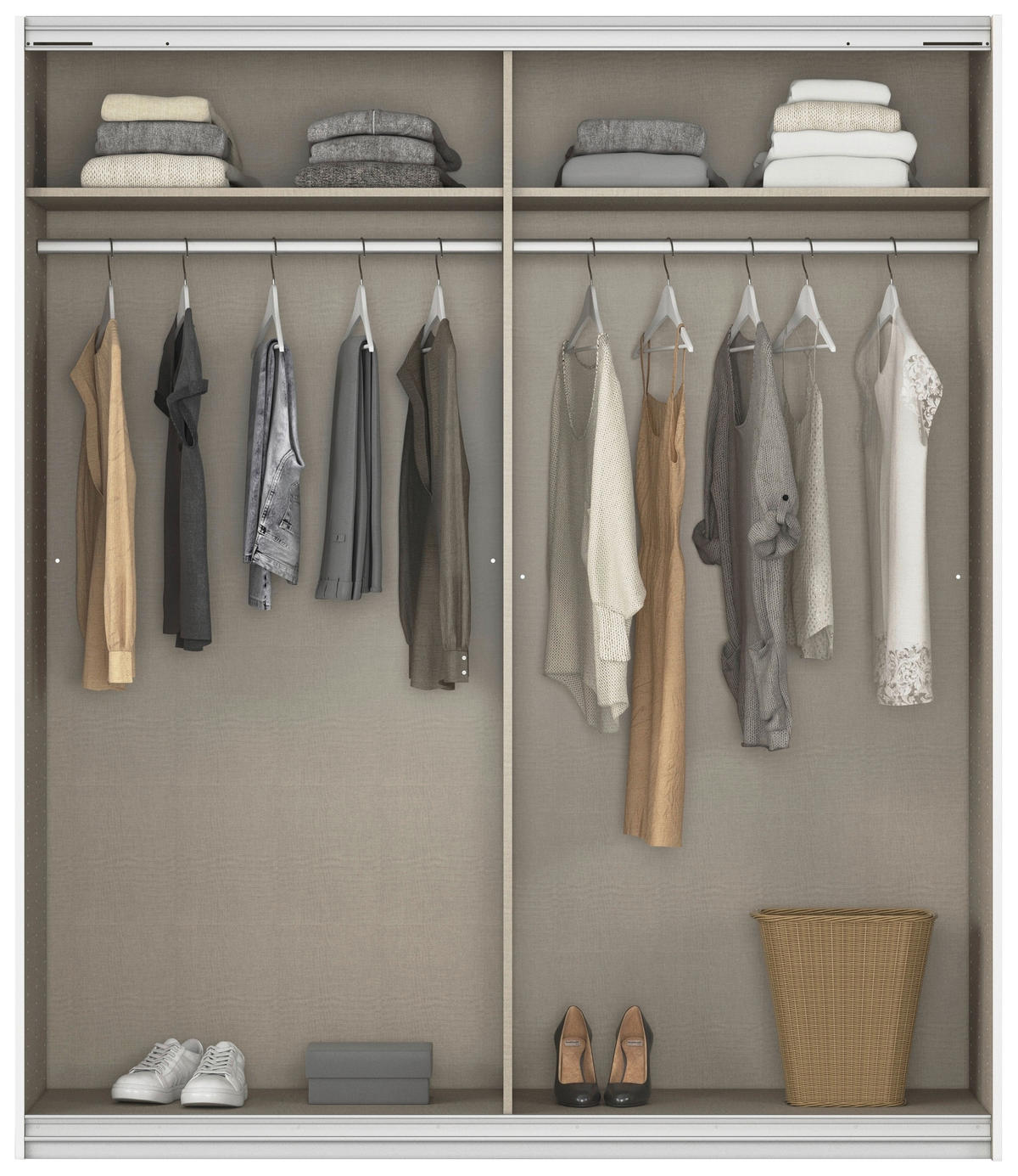 DREHTÜRENSCHRANK 181/210/54 cm,  in Weiß, 4-türig  - Schwarz/Weiß, KONVENTIONELL, Holzwerkstoff/Kunststoff (181/210/54cm) - home24