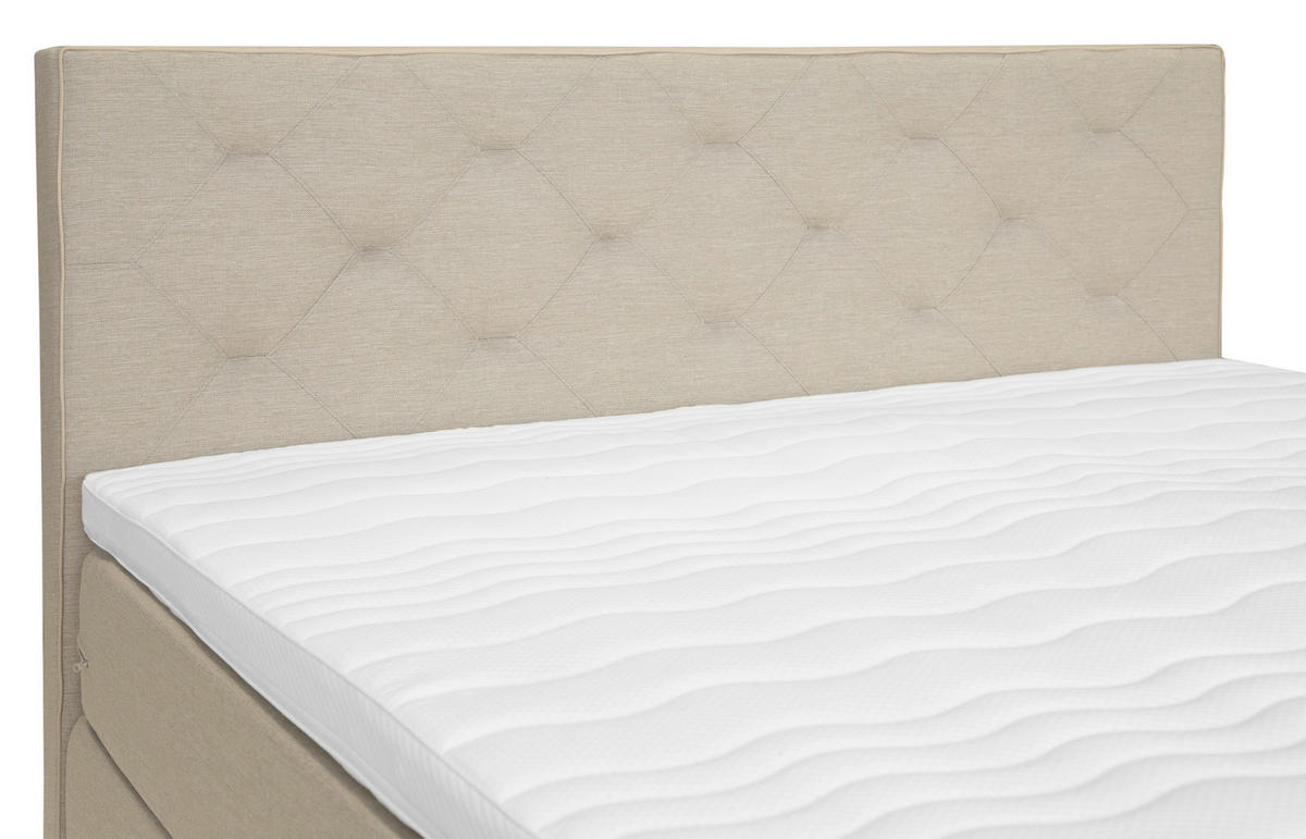 BOXSPRINGBETT 180/200 cm  in Beige  - Beige/Alufarben, Konventionell, Textil/Metall (180/200cm) - Welnova