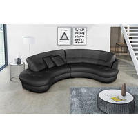 ECKSOFA Schwarz Echtleder Lederlook  - Schwarz, Design, Leder/Kunststoff (113/300cm) - Livetastic