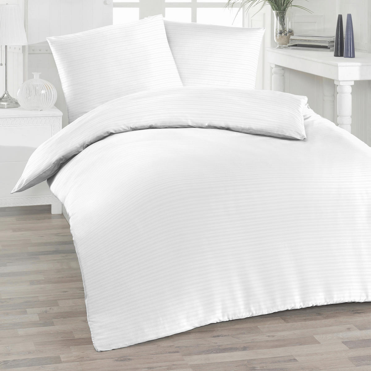 Bettwäsche 2er Set 4-teilig Seersucker 135/200 cm  - Weiß, Basics, Textil (135/200cm) - Florella