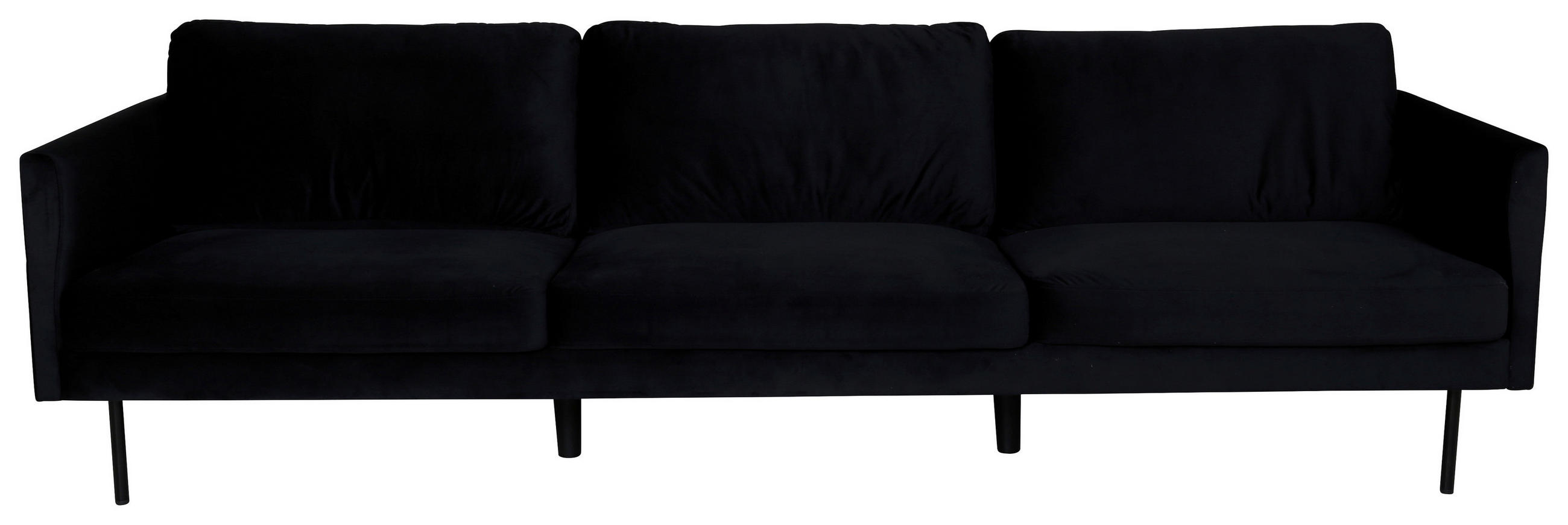 3-SITZER-SOFA Samt Schwarz  - Schwarz, Design, Textil/Metall (260/78/80cm) - Livetastic