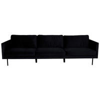 3-SITZER-SOFA Samt Schwarz  - Schwarz, Design, Textil/Metall (260/78/80cm) - Livetastic
