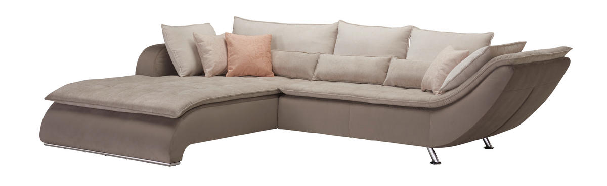 HÖRNSOFFA i vävt tyg taupe, beige  - beige/sandfärgad, Design, metall/textil (220/300cm) - Livetastic