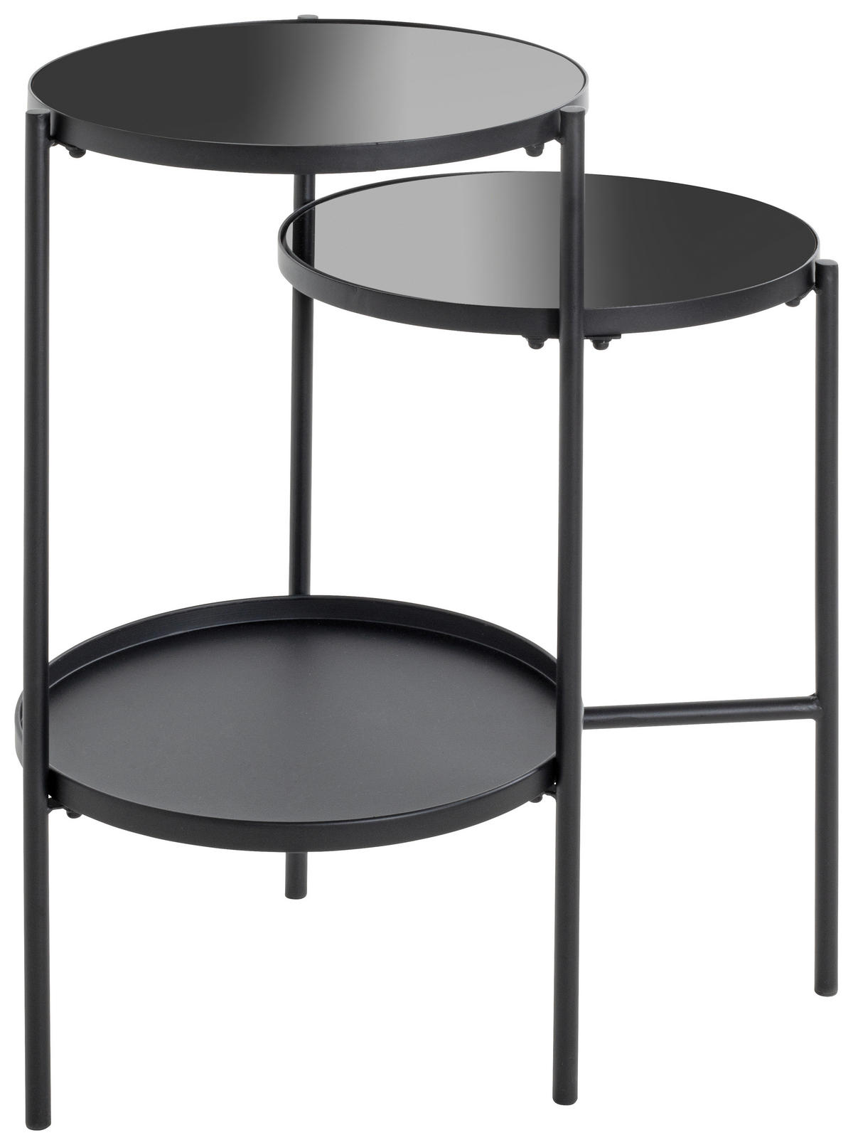 BEISTELLTISCH 56/39/71 cm Schwarz rund  - Schwarz, Design, Glas/Metall (56/39/71cm)