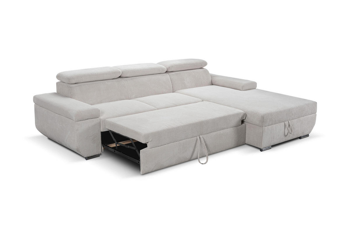 ECKSOFA LARS Creme Cord  - Chromfarben/Creme, Basics, Kunststoff/Textil (268/189cm) - Livetastic