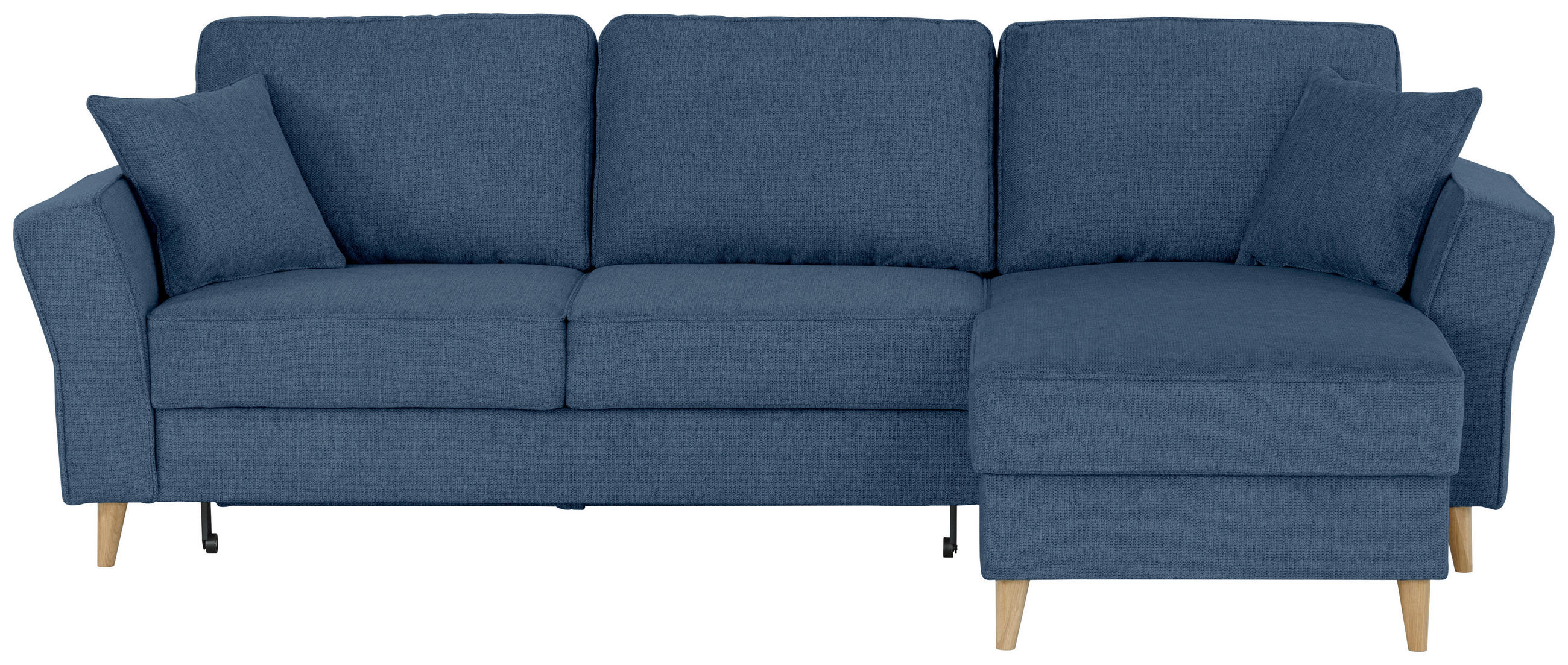 ECKSOFA in Flachgewebe Dunkelblau - Eichefarben/Dunkelblau, KONVENTIONELL, Holz/Textil (265/159cm) - Carryhome