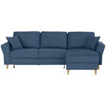 ECKSOFA Dunkelblau Flachgewebe  - Eichefarben/Dunkelblau, KONVENTIONELL, Holz/Textil (265/159cm) - Carryhome