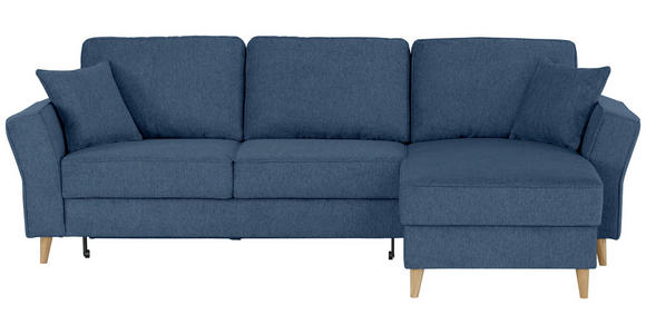 ECKSOFA in Flachgewebe Dunkelblau  - Eichefarben/Dunkelblau, KONVENTIONELL, Holz/Textil (265/159cm) - Carryhome