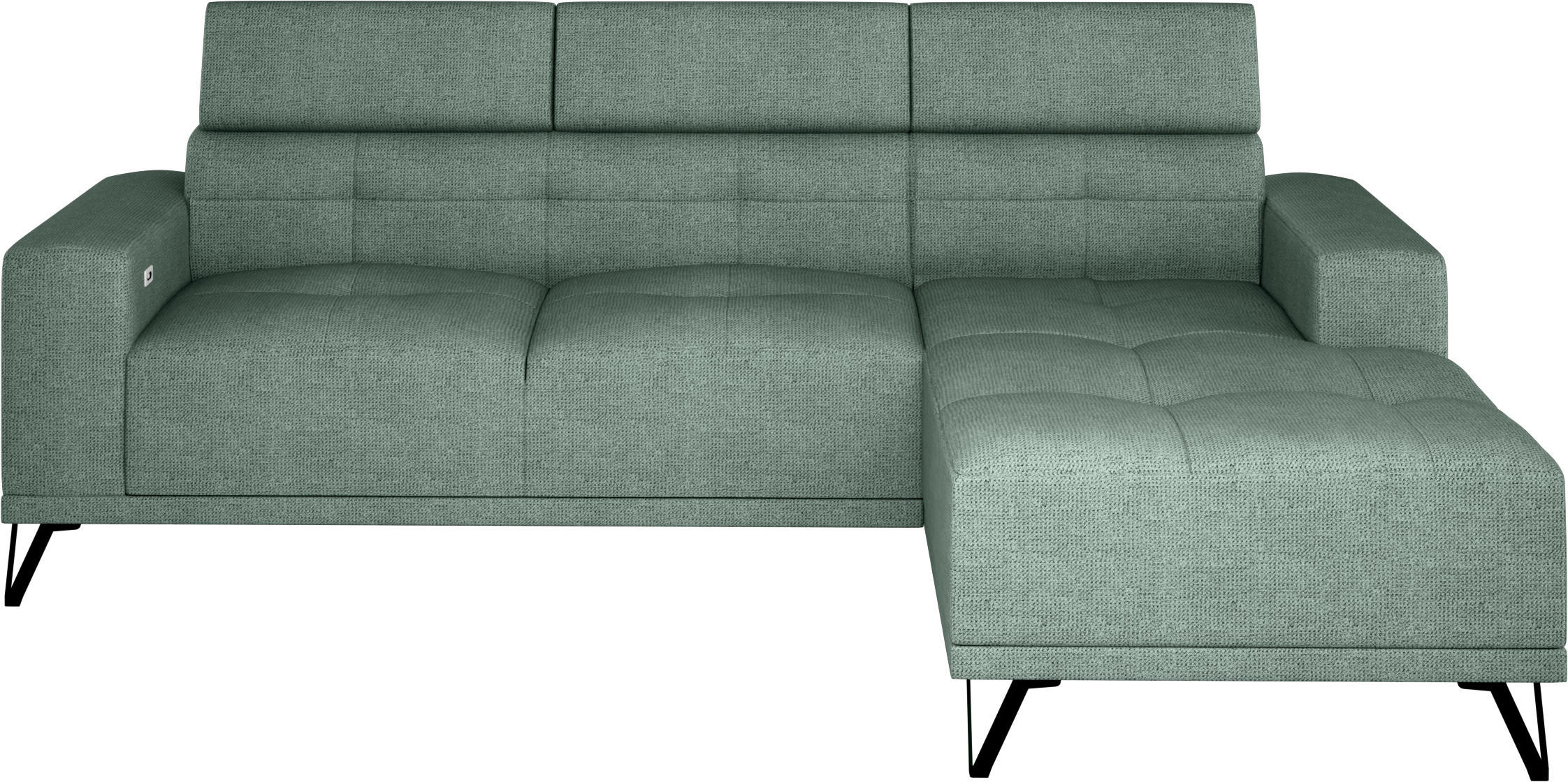 ECKSOFA Waldgrün Chenille  - Waldgrün/Schwarz, KONVENTIONELL, Textil/Metall (264/178cm) - Hom`in