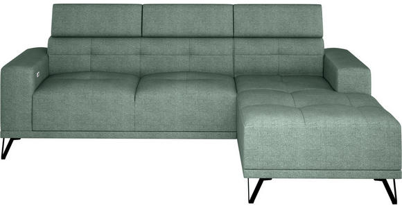 ECKSOFA Waldgrün Chenille  - Waldgrün/Schwarz, KONVENTIONELL, Textil/Metall (264/178cm) - Hom`in