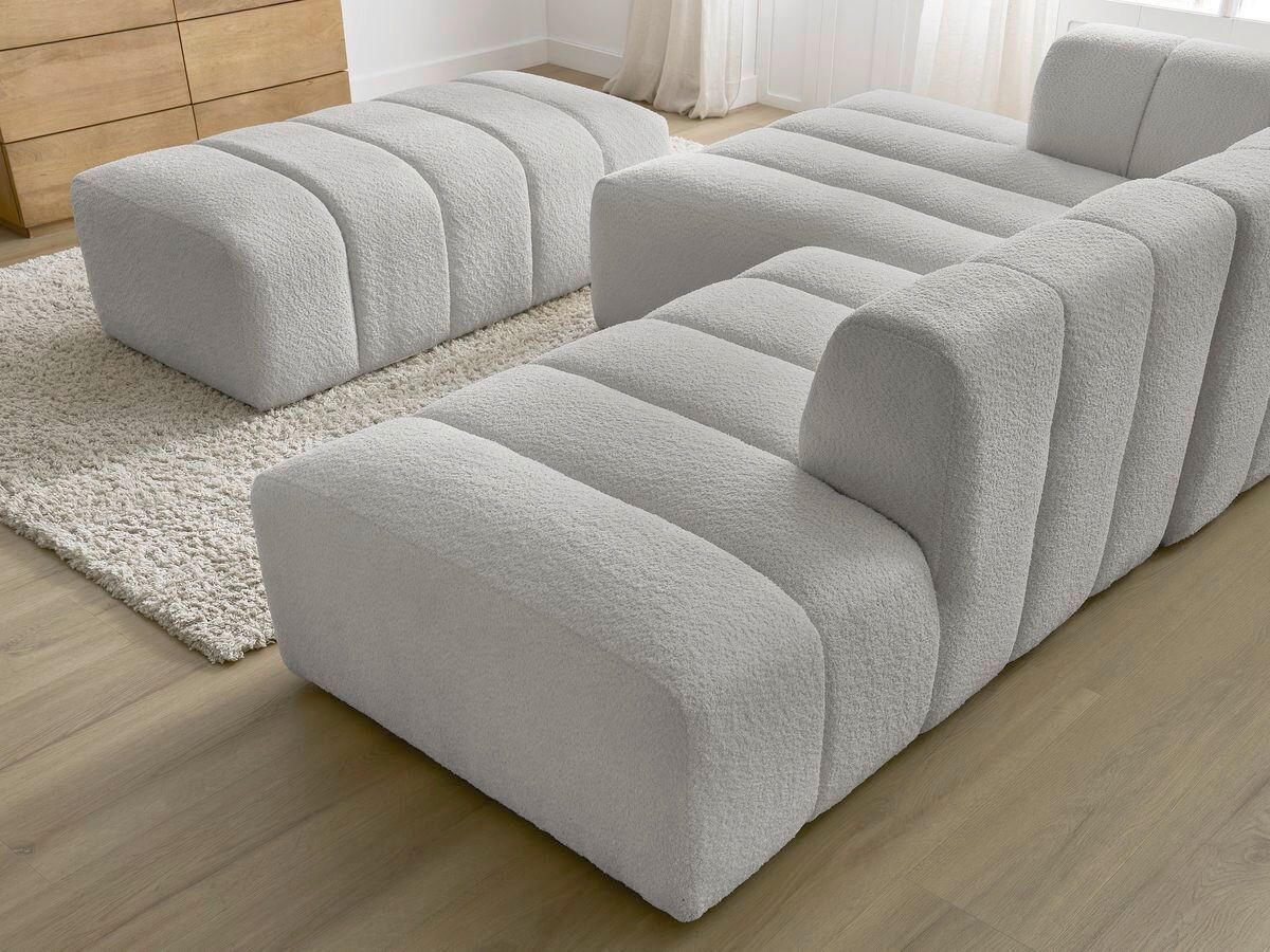 ECKSOFA Ottomane links  ANNECY Hellgrau Bouclé  - Hellgrau/Schwarz, MODERN, Kunststoff/Textil (170/262cm)