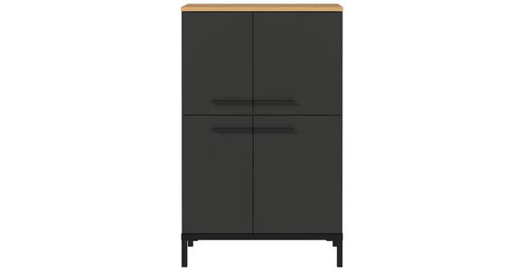 HIGHBOARD melaminharzbeschichtet  - Eichefarben/Graphitfarben, MODERN, Holzwerkstoff/Metall (60/97/34cm) - Xora