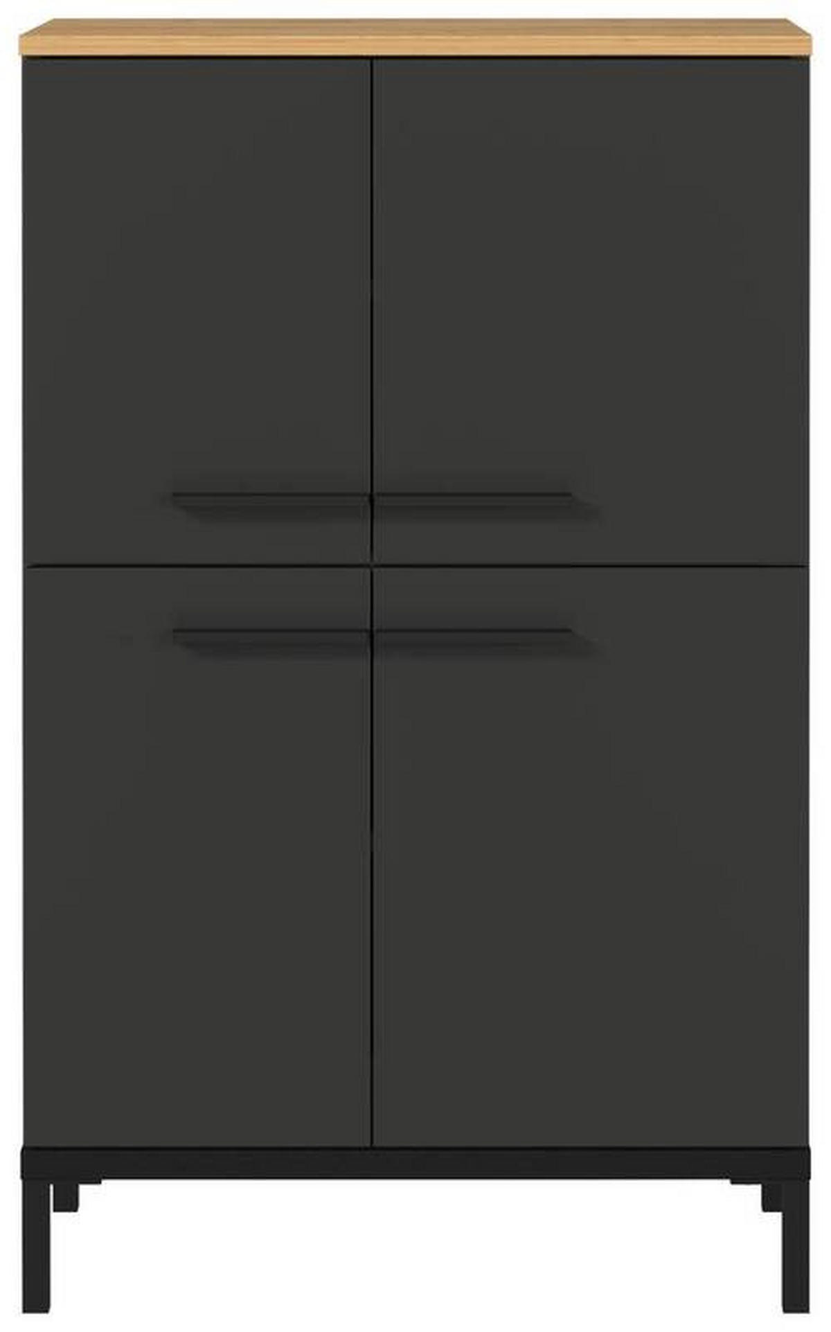 VYSOKÁ KOMODA, barvy grafitu, barvy dubu, 60/97/34 cm - černá/barvy dubu, Moderní, kov/kompozitní dřevo (60/97/34cm) - Xora