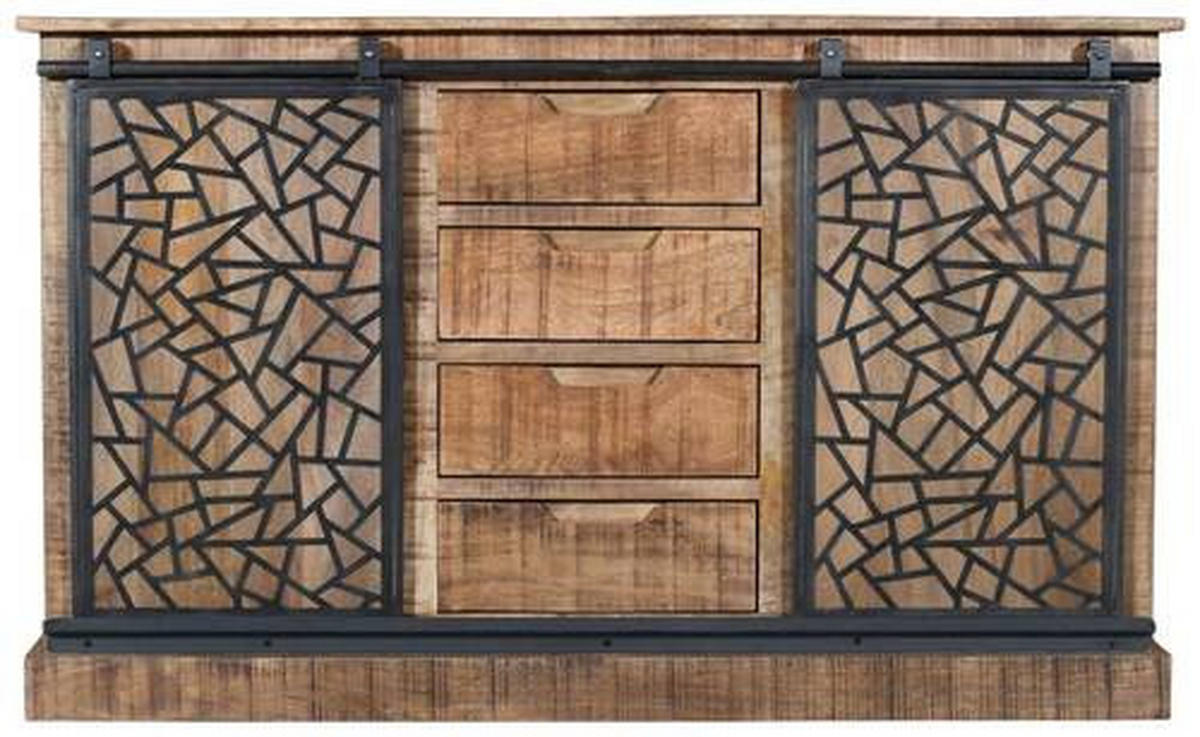 KOMMODE 140/85/45 cm  in Naturfarben, Schwarz  - Anthrazit/Schwarz, Natur, Holz/Metall (140/85/45cm) - MID.YOU