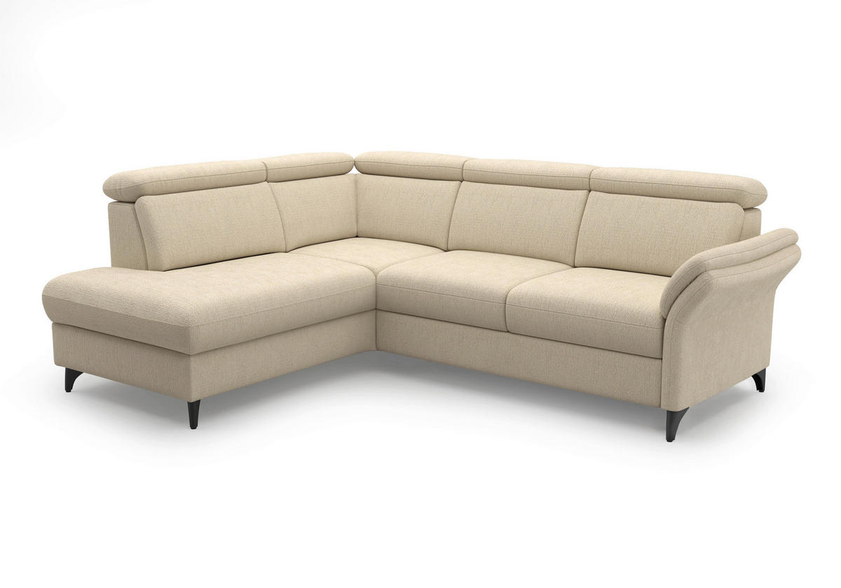 ECKSOFA GLENDALE E in Chenille Sandfarben  193/247 cm  - Sandfarben/Schwarz, KONVENTIONELL, Textil/Metall (193/247cm) - Sit & More