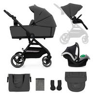 KINDERWAGEN Yoxi 3in1  - Schwarz Hochglanz/Grau, Basics, Kunststoff/Textil (107/59/97cm) - Kinderkraft