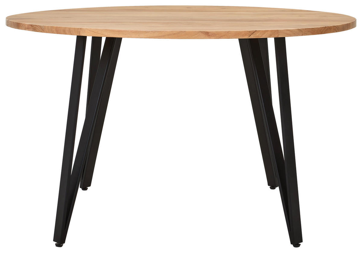 ESSTISCH in Holz, Metall 130/130/76 cm   - Schwarz/Akaziefarben, Modern, Holz/Metall (130/130/76cm) - Livetastic