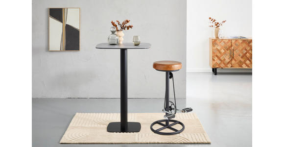 BARHOCKER Echtleder Braun, Schwarz Eisen  - Schwarz/Braun, Trend, Leder/Metall (36/76/36cm) - Landscape