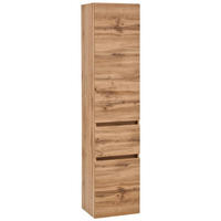 HOCHSCHRANK 40/180/35 cm  - Eiche Wotan/Silberfarben, Modern, Holzwerkstoff/Kunststoff (40/180/35cm) - Held
