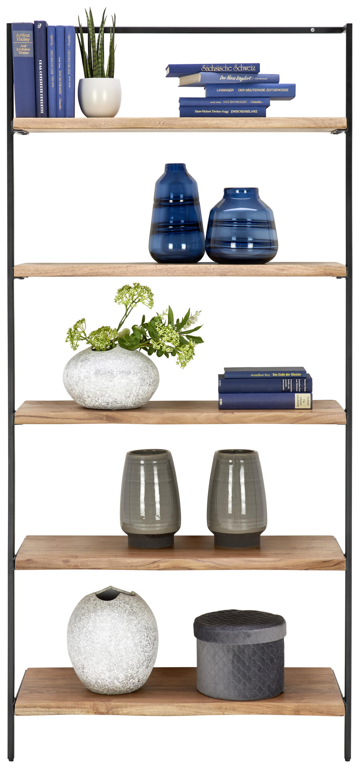 REGÁL, čierna, farby akácie, železo, akácia, 80/170/35 cm - čierna/farby akácie, Trend, kov/drevo (80/170/35cm) - Ambia Home
