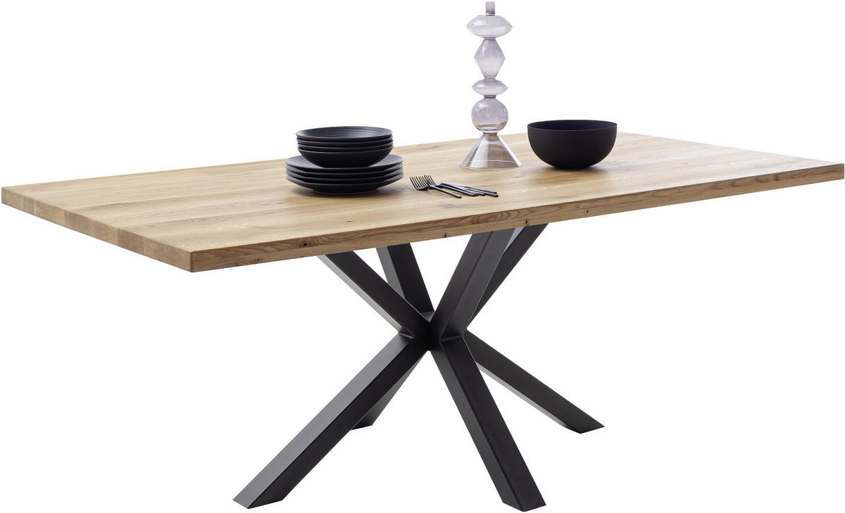ESSTISCH in Holz 200/100/76 cm  - Wildeiche/Schwarz, Konventionell, Holz/Metall (200/100/76cm) - Valdera