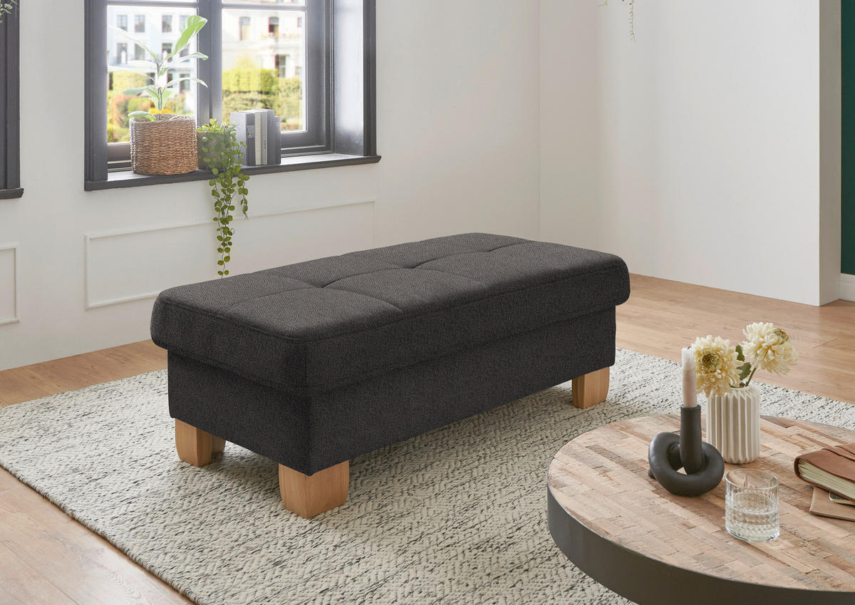 ECKSOFA in Flachgewebe Dunkelbraun  243/301 cm  - Wildeiche/Dunkelbraun, Natur, Holz/Textil (243/301cm) - Voleo