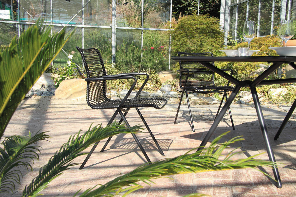 GARTENGARNITUR Stahl  - Taupe/Anthrazit, Basics, Glas/Kunststoff (80/75/160cm) - Acamp