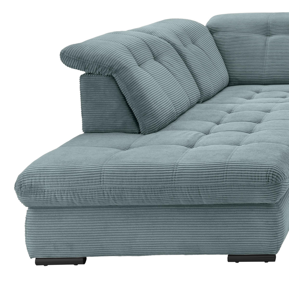 SALON PANORAMIQUE in Cord Hellblau  - bleu clair/noir, Modern, textile/métal (252/387/184cm) - Livetastic