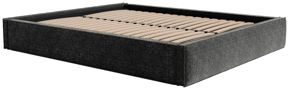POLSTERBETT 140/200 cm,  in Anthrazit, Lattenrost, Bettkasten,  - Anthrazit/Schwarz, Design, Holz/Textil (140/200cm) - Chameo