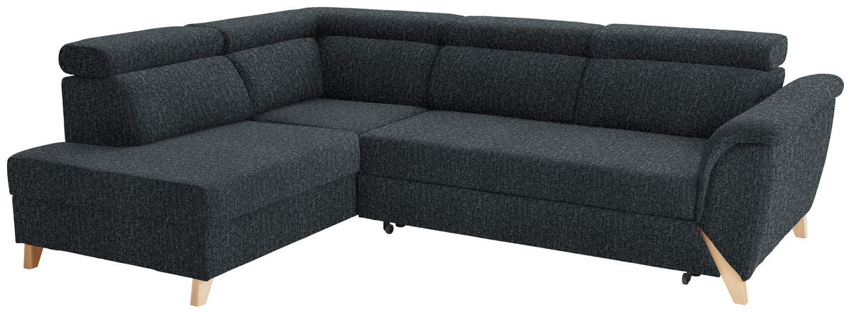 ECKSOFA in Struktur Anthrazit  200/265 cm  - Anthrazit/Naturfarben, KONVENTIONELL, Holz/Textil (200/265cm) - Stylife