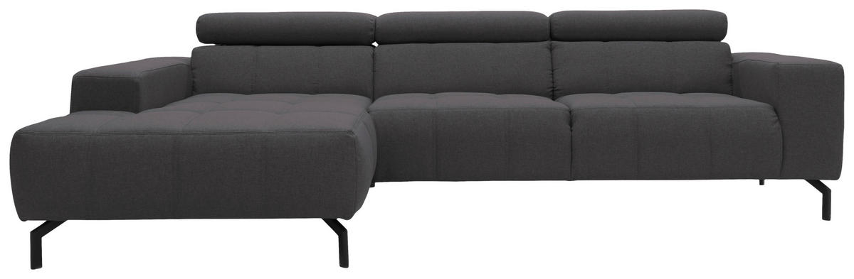 ECKSOFA  in Webstoff Braun, Schwarz  175/292 cm  - Schwarz/Braun, Design, Textil/Metall (175/292cm) - MID.YOU