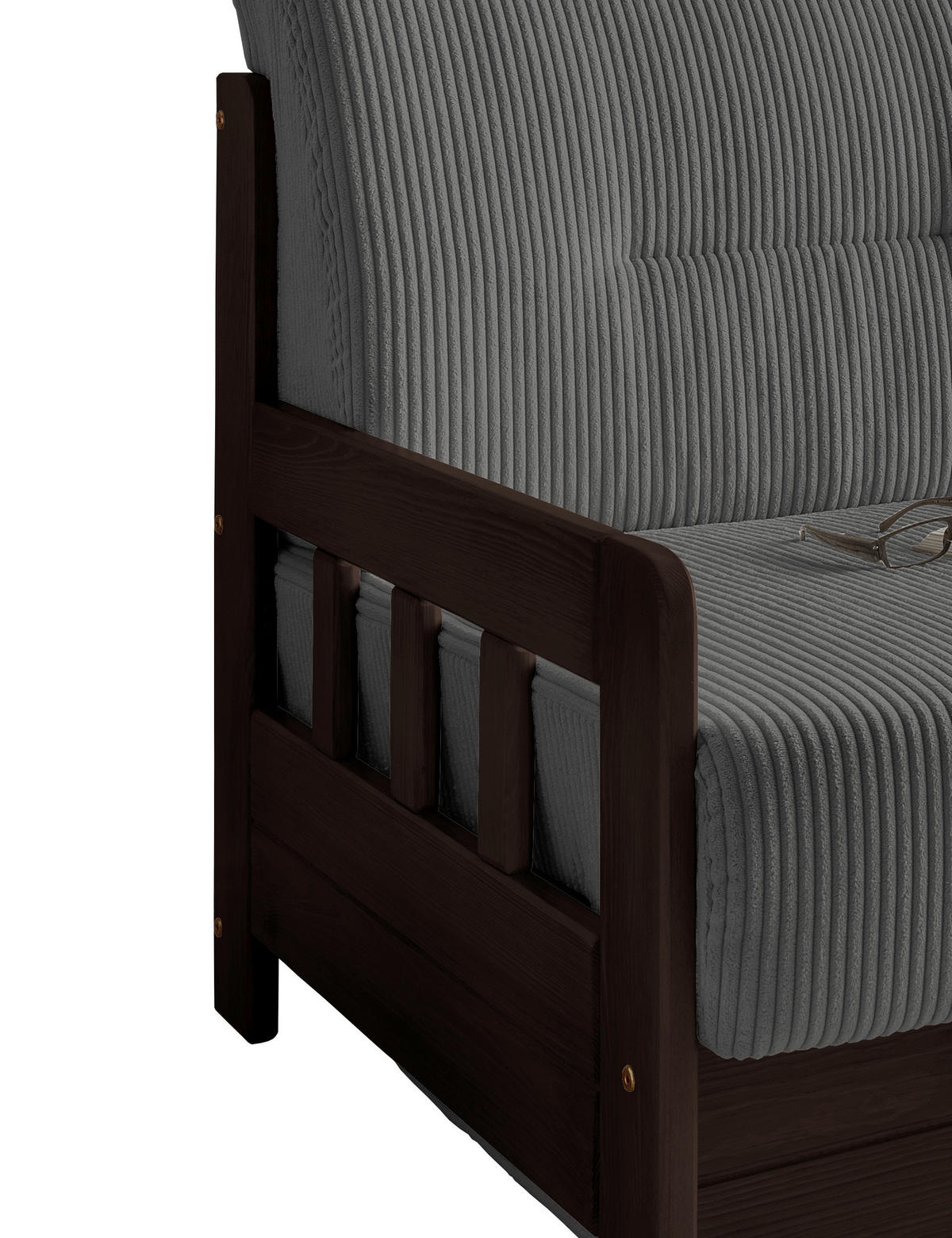 SCHLAFSOFA Cord Grau, Nussbaumfarben  - Nussbaumfarben/Grau, MODERN, Textil (154/88/90cm) - Livetastic