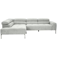 ECKSOFA Hellgrau Flachgewebe  - Chromfarben/Hellgrau, KONVENTIONELL, Textil/Metall (224/282cm) - Hom`in