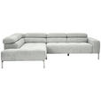 ECKSOFA  in Flachgewebe Hellgrau  224/282 cm  - Chromfarben/Hellgrau, KONVENTIONELL, Textil/Metall (224/282cm) - Hom`in