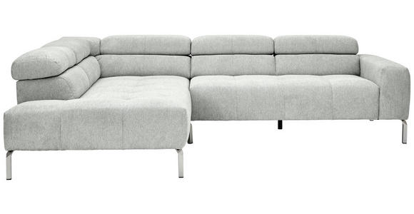 ECKSOFA  in Flachgewebe Hellgrau  224/282 cm  - Chromfarben/Hellgrau, KONVENTIONELL, Textil/Metall (224/282cm) - Hom`in