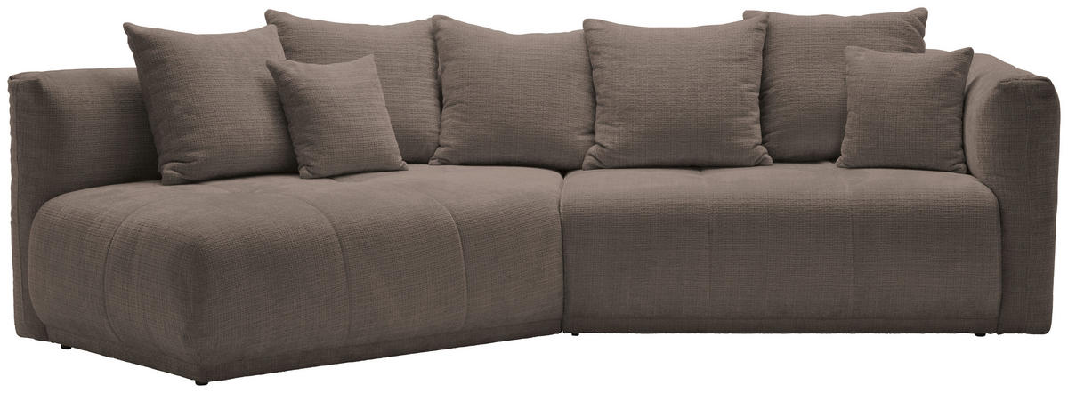 ECKSOFA Taupe Chenille  - Taupe/Schwarz, MODERN, Kunststoff/Textil (180/315cm) - Hom`in