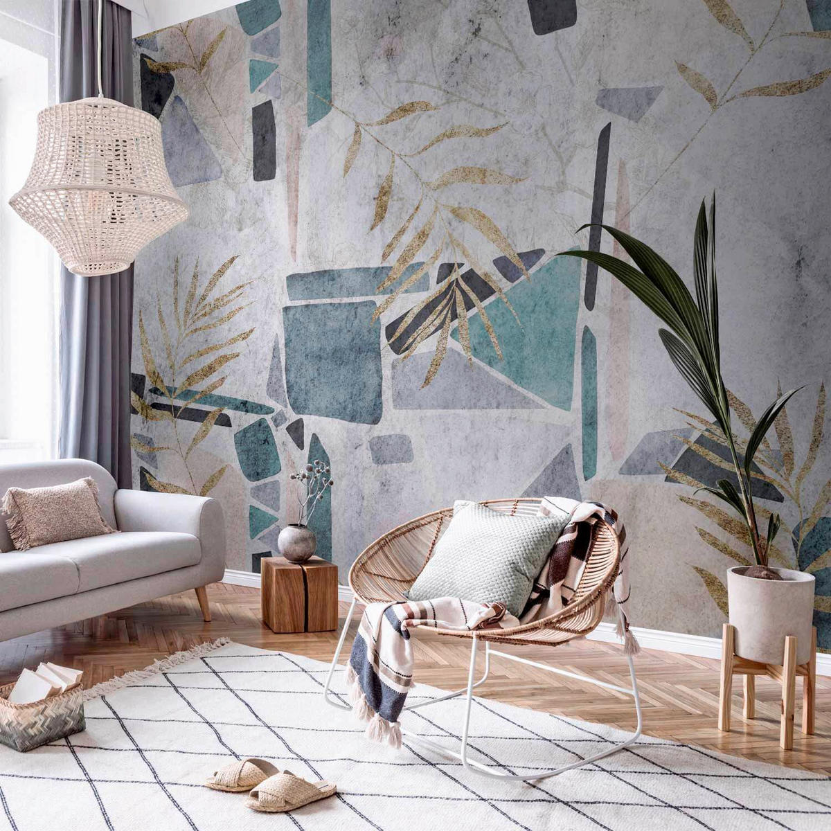 FOTOTAPETE  - Türkis/Hellgrau, LIFESTYLE, Textil (400/280cm) - artgeist