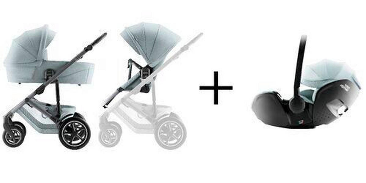 KINDERWAGENSET  Smile 5Z Set  Harbour Blue  - Pastellblau/Grau, Basics, Textil/Metall (57/112/97.7cm) - Britax Römer