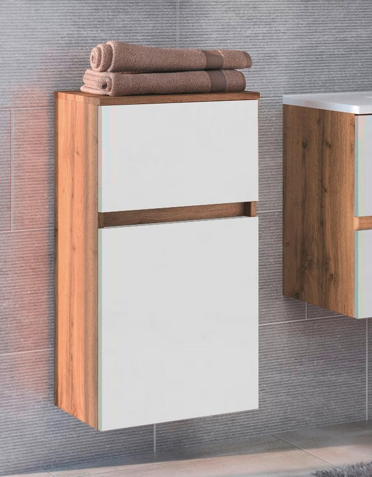 UNTERSCHRANK 40/79/35 cm   - Eiche Wotan/Silberfarben, Design, Holzwerkstoff/Kunststoff (40/79/35cm) - Held