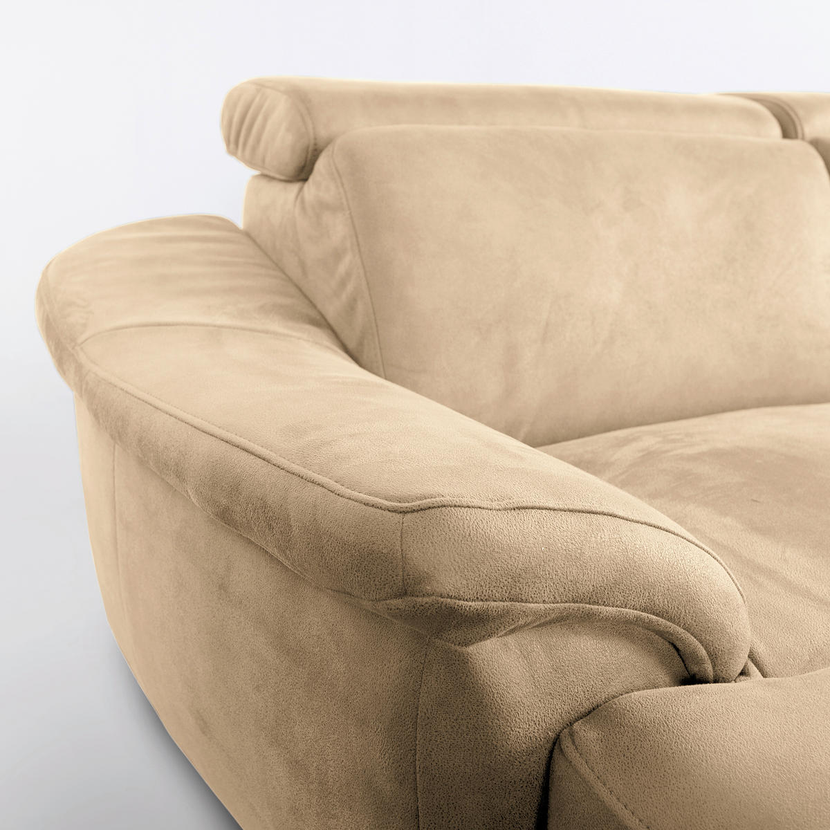 WOHNLANDSCHAFT Beige Mikrofaser  - Chromfarben/Beige, Design, Textil/Metall (238/347/273cm) - Livetastic