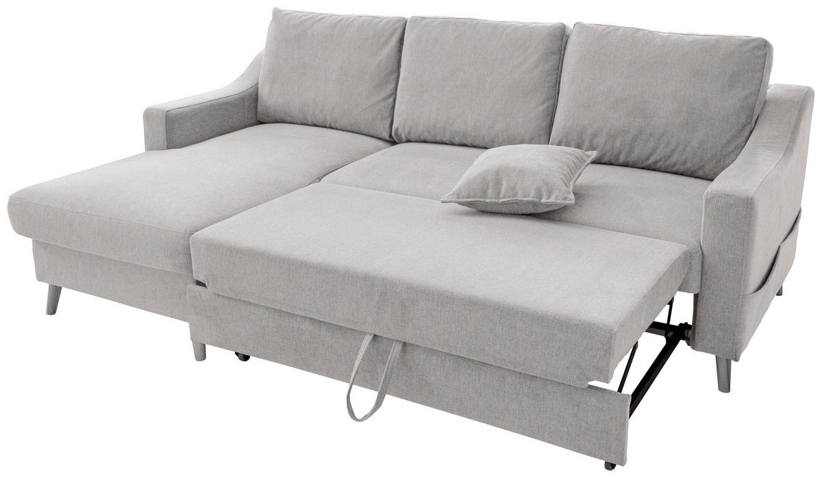 ECKSOFA in Chenille Grau  - Naturfarben/Grau, MODERN, Holz/Textil (150/228cm) - Livetastic