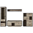 WOHNWAND  in Eichefarben, Dunkelgrau  327,4/207,9/50 cm  - Dunkelgrau/Eichefarben, MODERN, Glas/Holzwerkstoff (327,4/207,9/50cm) - Xora
