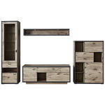 WOHNWAND  in Eichefarben, Dunkelgrau  327,4/207,9/50 cm  - Dunkelgrau/Eichefarben, MODERN, Glas/Holzwerkstoff (327,4/207,9/50cm) - Xora